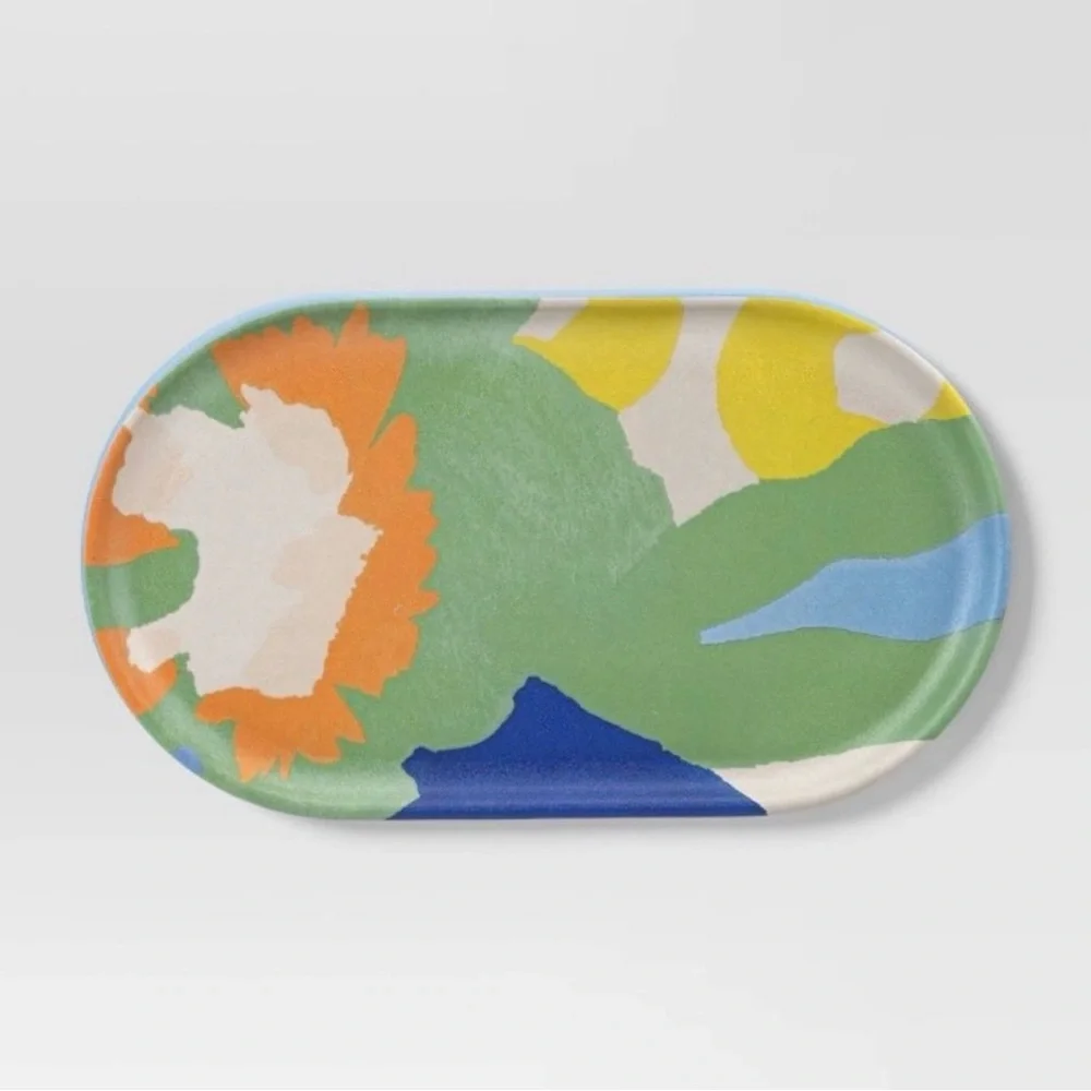 Bamboo Melamine Multicolor Decorative Trays Made of Bamboo Melamine New with Tag